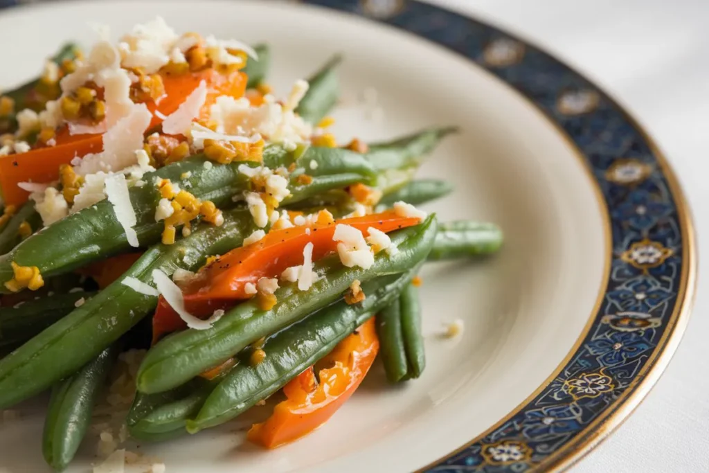 green beans sweet peppers cotija cheese