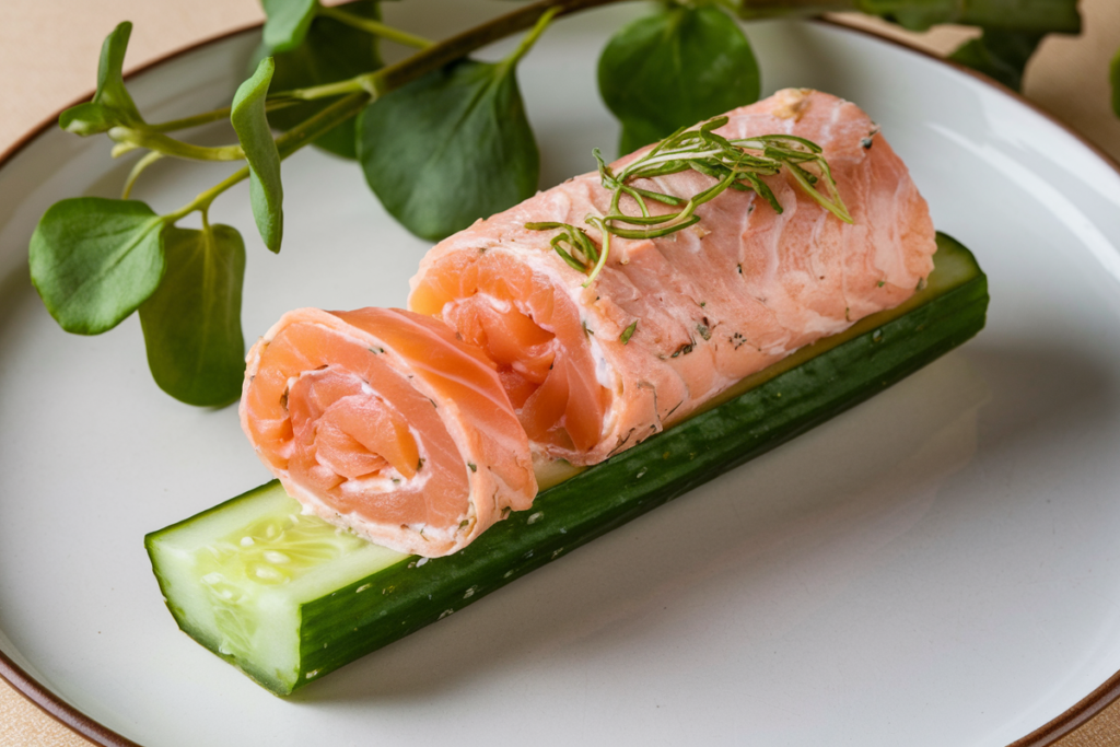 chatelaine smoked salmon roll on cucumber recipe