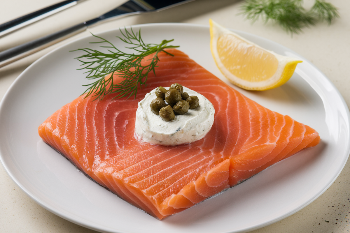 What condiment goes with smoked salmon?