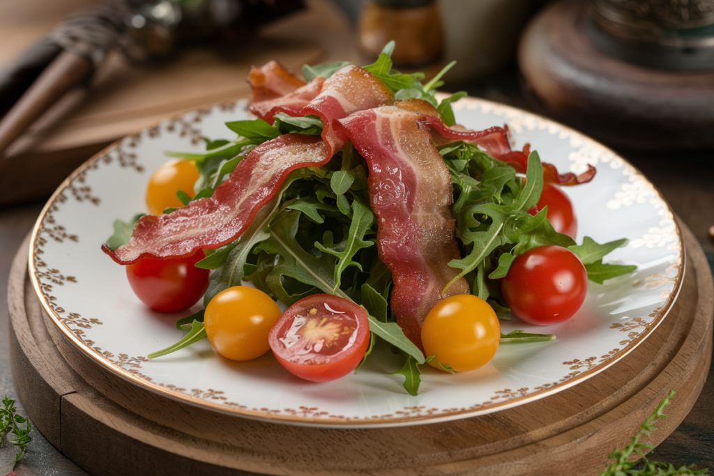 tomato salad with arugula bacon