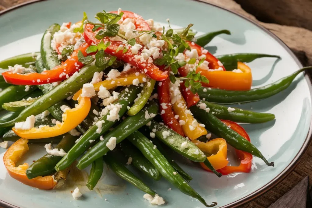 green beans sweet peppers cotija cheese